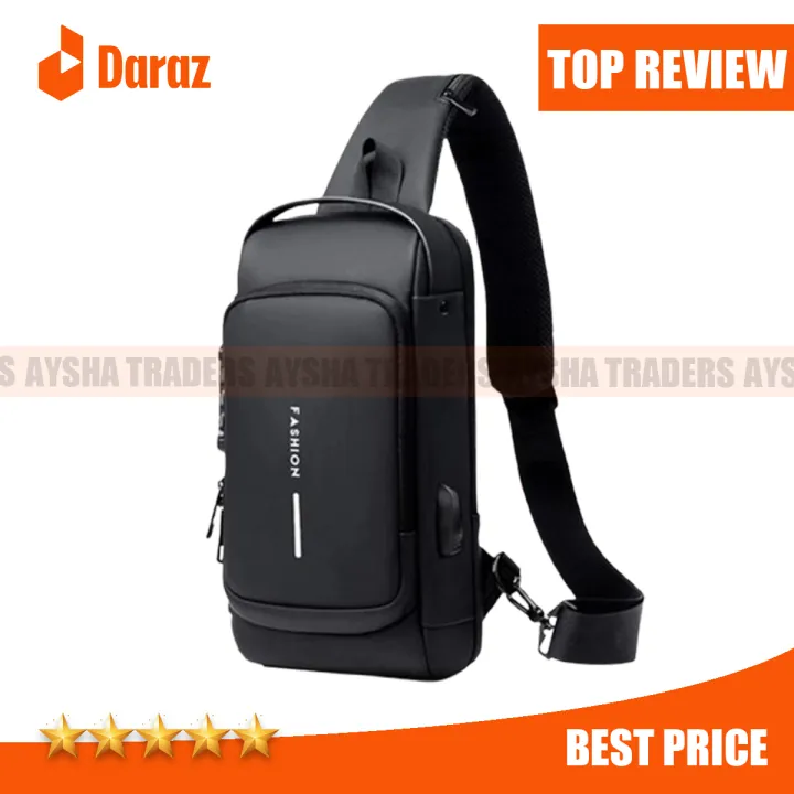 Multipurpose Patent Leather Chest Bag Biker Bag - Waterproof Men's Travel Bags to Keep Your Belongings Safe - Chest Bags with Charging