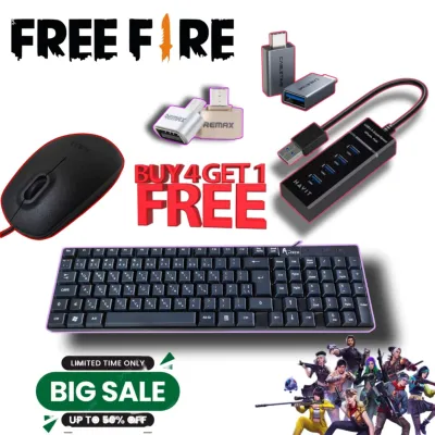 USB keyboard optical mouse and hub -with free OTG- gaming combo pack - Copy