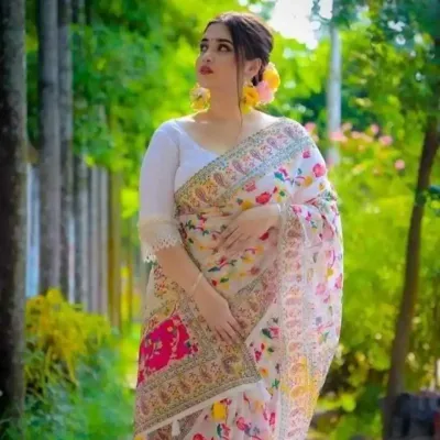 Screen Print Comfortable Half Silk Saree For Women - Partywear - Suitable for Every Season